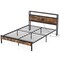 Costway Twin/Full/Queen Bed Frame with Storage Headboard Charging Station 18W USB C Port Rustic Brown